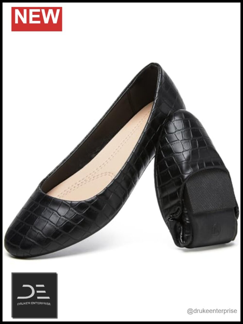 PU Leather Ballet Flats Slip On Office Dress Shoes Comfortable Memory Foam